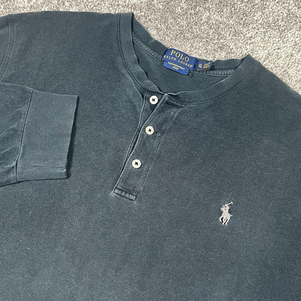 Polo Ralph Lauren Shirt Mens XL Dark Green Henley Long Sleeve Featherweight Mesh